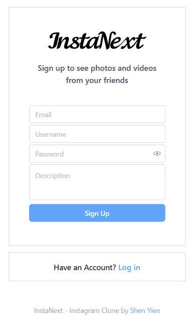 InstaNext's Registration Form